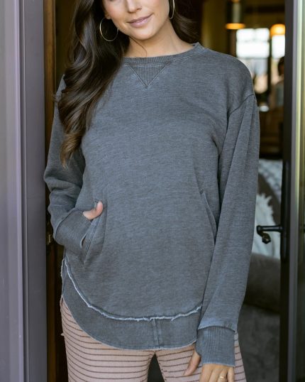 Vintage Washed Grey Tunic Sweatshirt